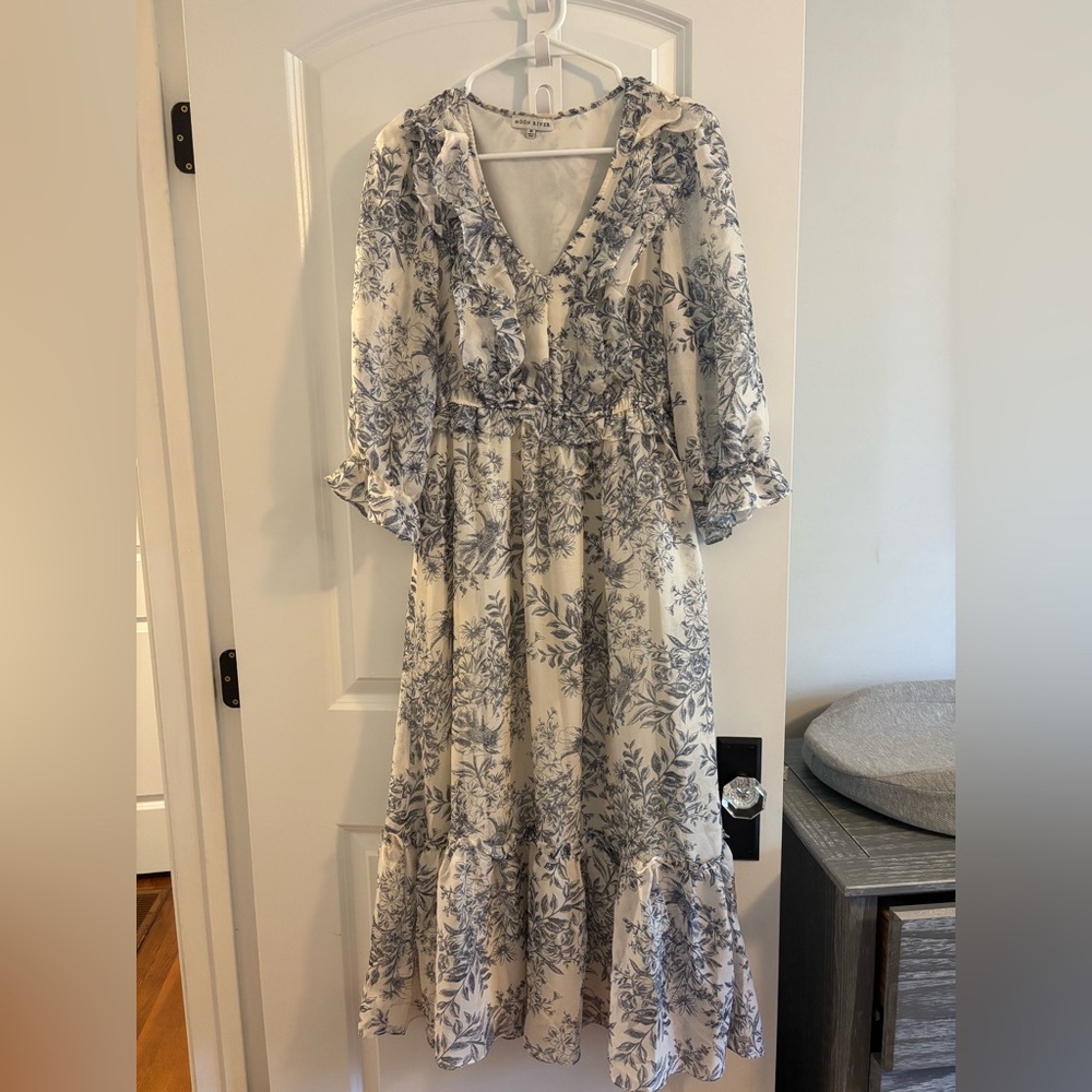 Blue and white floral dress